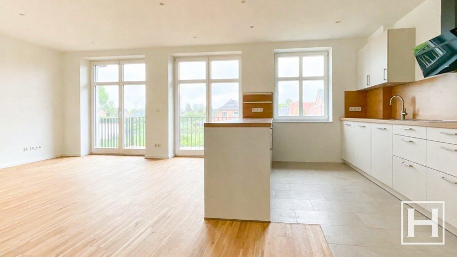 Wohnzimmer mit offener K�che Etagenwohnung Sieversh�tten